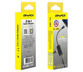 AWEI CL-121 2v1 čierna / Adaptér / Lightning - Lightning + Jack 3,5 mm