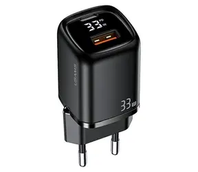 USAMS T46 čierna / Nabíjačka / USB-C PD3.0 + USB QC3.0 / 33W