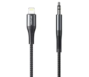 AWEI CL-116L čierna / Audio adaptér / Lightning - 3,5 mm Jack / 1m