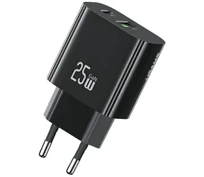 USAMS CC315 T65 čierna / Nabíjačka / 25W / USB-C + USB-A / rýchlonabíjanie