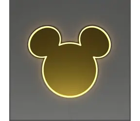 Yellowpop Disney Mickey Mirror zlatá / Neón / LED zrkadlo / 50x44 cm