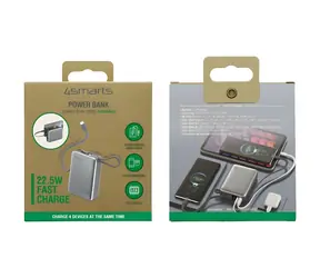 4smarts Pocket Dual Cord 20000mAh šedá / Powerbanka / vstavaný kábel USB-C 15 cm / 22,5 W / USB-A + USB-C