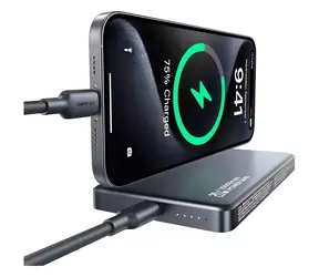 USAMS CD242 CY Series titánová / Power Bank / 10000mAh / Bezdrôtové nabíjanie 15W / PD 20W / Hliníkové telo