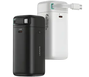 USAMS XMF Series Powerbanka výsuvný kábel USB-C čierna / Power Bank / 18000 mAh / PD 45W / 2x USB-C