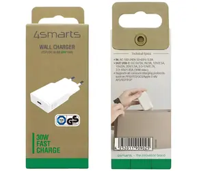 4smarts PDPlug Slim biela / Sieťová nabíjačka / GaN / USB-C / 30 W / PD
