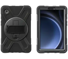 4smarts Rugged Case Grip pre Samsung Galaxy Tab A9 čierne / Odolné puzdro s rukoväťou / Zosilnené rohy