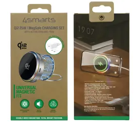 4smarts Nabíjacia stanica 2v1 RGB šedá / Bezdrôtová nabíjačka / Qi2 / MagSafe / 25W / 360° / chladenie