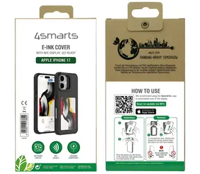4smarts E-Ink Case NFC Display iPhone 17 čierna / Kryt / Qi2 & MagSafe kompatibilný / NFC E-Ink displej