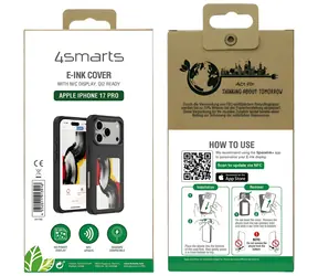 4smarts E-Ink Case NFC Display iPhone 17 Pre čierna / Kryt / Qi2 & MagSafe kompatibilný / NFC E-Ink displej