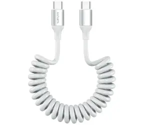 4smarts kábel USB-C na USB-C špirálový 240W biela / Kábel / USB Power Delivery / 1,5 m
