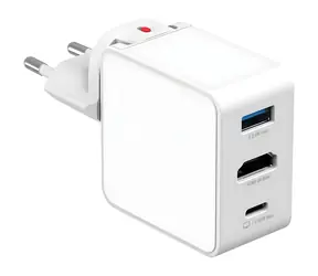 4smarts Flex Adapter Hub biela / Nabíjací adaptér s HDMI výstupom / GaN / 65W / 2x USB-C + USB-A / HDMI 4K 30Hz