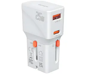 4smarts Nomad Pocket 25W biela / Cestovný adaptér / USB-C / USB-A / PD / QC / 25W