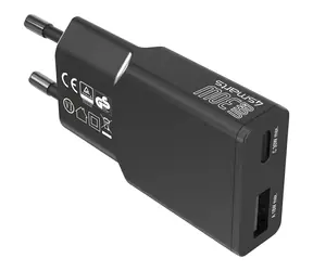 4smarts FlatPlug Duos čierna / Sieťová nabíjačka / GaN / USB-C + USB-A / 30W