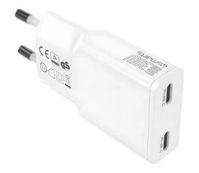 4smarts FlatPlug Slim Dual biela / Sieťová nabíjačka / GaN / 2x USB-C / 30 W