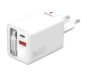 4smarts Flex Jojo 65W biela / Nabíjačka / GaN / 2x USB-C + 1x USB-A / výsuvný kábel USB-C