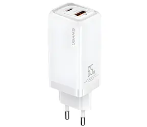 USAMS T47 biela / Nabíjačka / USB-C + USB / PD3.0 + QC / 65W