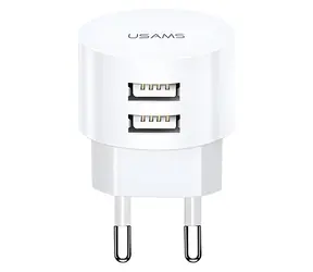 USAMS T20 nabíjačka do zásuvky biela / Nabíjačka / 2x USB / 2,1 A