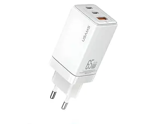 USAMS US-CC180 Sandru Series biela / Nabíjačka / GaN / 65W / 2x USB-C / 1x USB-A / PD3.0 / QC3.0