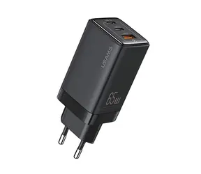 USAMS Sandru US-CC180 čierna / Sieťová nabíjačka / GaN / 65W / 2x USB-C / USB-A / PD / QC3.0