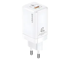 USAMS T41 biela / Nabíjačka / GaN / USB-C + USB-A / 47W / PD, QC4.0