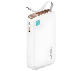 USAMS US-CD224 biela / Power Bank / 10000 mAh / Výsuvný kábel USB-C / PD 20W