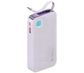 USAMS US-CD224 fialová / Powerbanka / Vstavaný kábel USB-C / 10000 mAh / PD 20W + QC3.0