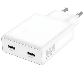 4smarts PDPlug Slim Dual biela / Sieťová nabíjačka / GaN / 2x USB-C / 65 W