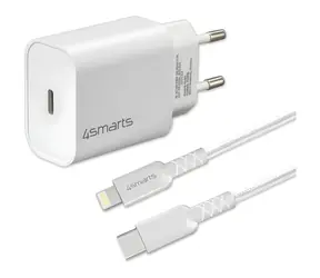 4smarts VoltPlug 20W PD USB-C biela / Sieťová nabíjačka / PD 20W / kábel USB-C - Lightning 1m