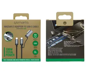 4smarts Explorer ComboCord čierna / Kábel / USB-C - MagSafe adaptér / 100W / 2 m