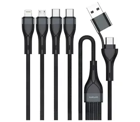4smarts Nabíjací kábel 4v1 čierna / USB kábel / USB-A + USB-C - Lightning + microUSB + USB-C / 1,2 m