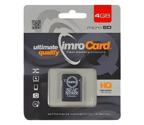 Imro microSDHC karta 4GB + SD adaptér / Pamäťová karta / Class 10 / UHS-I / čítanie 60 MB/s