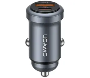 USAMS CC322 tmavo šedá / Autonabíjačka / 30W / 1x USB-A / 1x USB-C
