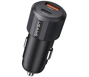 USAMS YT Series CC283 čierna / Autonabíjačka / 60W / 1x USB-A + 1x USB-C