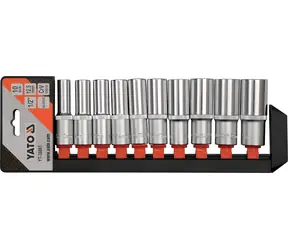 YATO Sada nástavcov 1/2" šesťhranné 10 ks 10-24 mm / Sada nástavcov / AS-DRIVE / CrV oceľ / L=76 mm