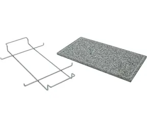 Grilovací kameň GRANIT XL / Žula / 50 x 30 cm / hrúbka 1,65 cm / chrómovaný rám s držadlami