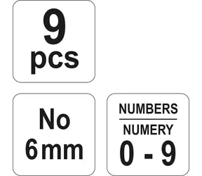 YATO Razidlá číselné 6 mm 0-9 / Razidlo číselné / 9 ks