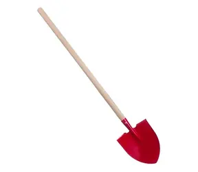 Detský rýľ špicatý červený s drevenou násadou / Záhradné náradie pre deti / 80 cm / od 3 rokov