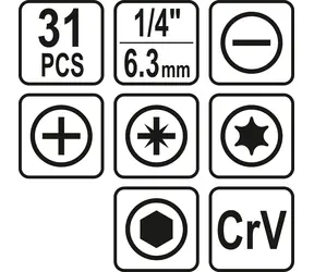 STHOR Sada bitov 1/4" 31 ks