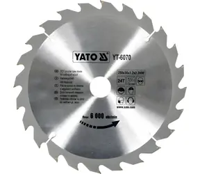 YATO Pílový kotúč na drevo TCT 250x30 mm 24 zubov / Pílový kotúč / Šírka rezu 3,2 mm / 6000 ot/min