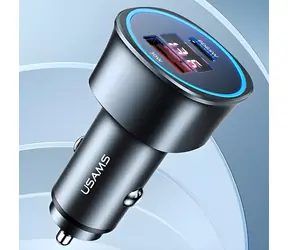 USAMS C26 čierna / Autonabíjačka / 1x USB + 1x USB-C / 95W / Fast Charge