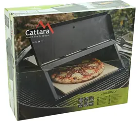 Cattara Pec na pizzu SALERNO / Nerezová oceľ / Kordieritový kameň 30,5x30,5 cm / Dvierka, teplomer / 40x35,5x21 cm