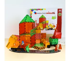 MAGNA-TILES Stavebnica Builder XL Trucks / Magnetická stavebnica / 50 dielov / Žeriav a nákladné auto