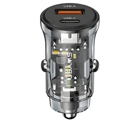 USAMS US-CC164 C32 čierna / Autonabíjačka / 1x USB-A / 1x USB-C / 30W
