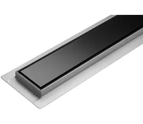 FALA Lineárny sprchový žľab Čierne sklo 90 cm / Sprchový žľab / WET&DRY / AISI SS304 / šírka 70 mm / prietok 36 l/min