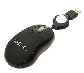 LogiLink Mini optická myš s navíjacím káblom čierna