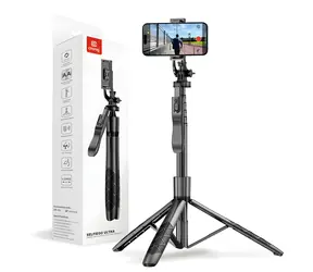 Crong SelfieGo Ultra / Selfie tyč s tripodom / Bluetooth / hliníková / 33-157,5 cm