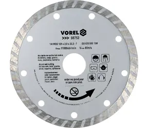 Vorel Kotúč diamantový rezný turbo 125x22,2 mm / Diamantový rezný kotúč / Turbo / Šírka 2 mm