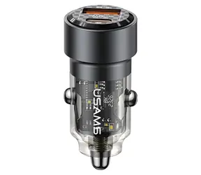 USAMS C39 čierna / Autonabíjačka / USB-C + USB-A / 60W / PD