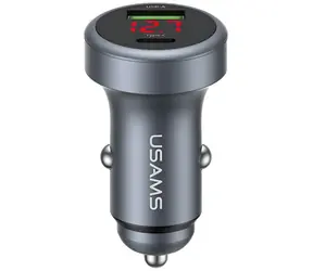 USAMS CC327 tarnish / Autonabíjačka / 45W / USB-A + USB-C / hliníkové telo