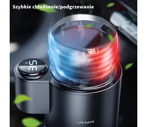 USAMS ZB160LRB01 čierna / Termoelektrický pohárik do auta / chladenie a ohrev / 12V / 36W